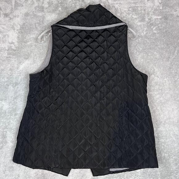 Soft Surroundings Quilted Crossover Puffer Vest Women’s S Black Snowline - Picture 6 of 9